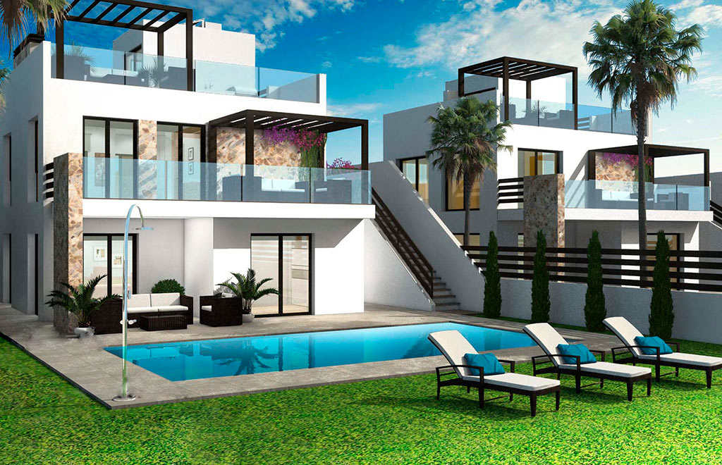 Frontline golf villa with private pool and solarium in Rojales