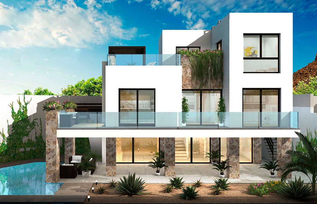 Modern frontline golf villa with basement and private pool in Rojales