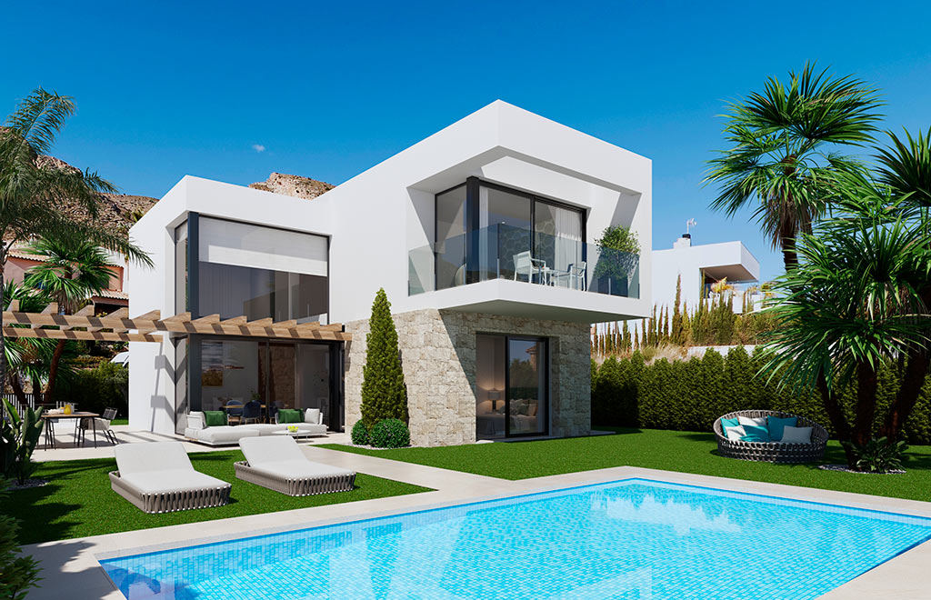 Villa with basement, private pool and sea views in Finestrat