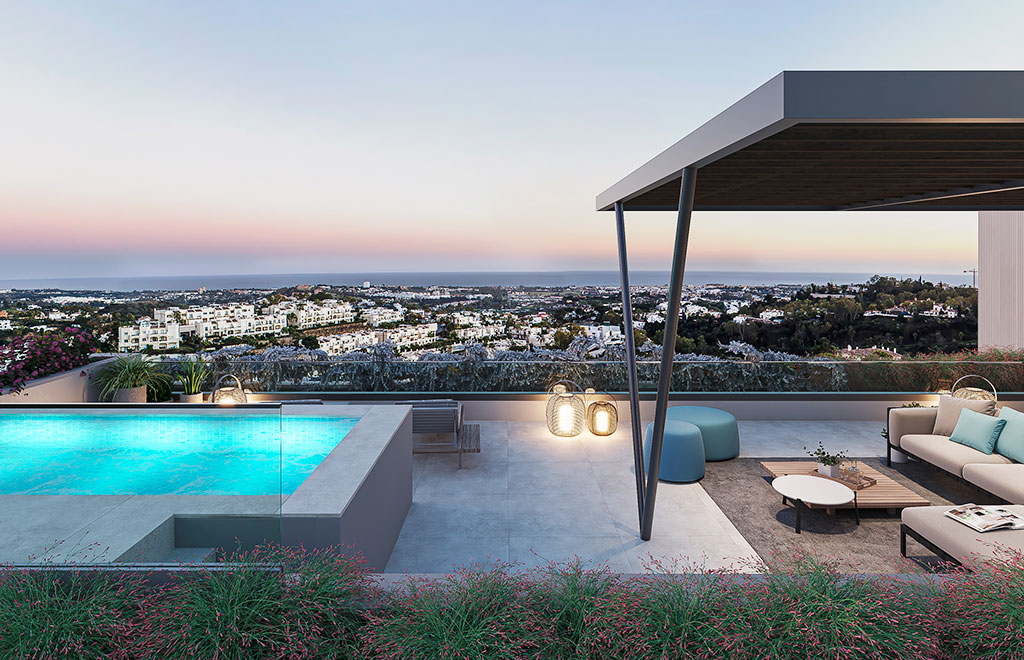 Áticos de lujo con piscina privada y vistas al mar en Benahavís