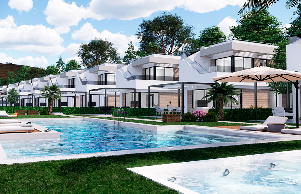 Villas with garden and private solarium in Lo Romero Golf, Pilar de la Horadada