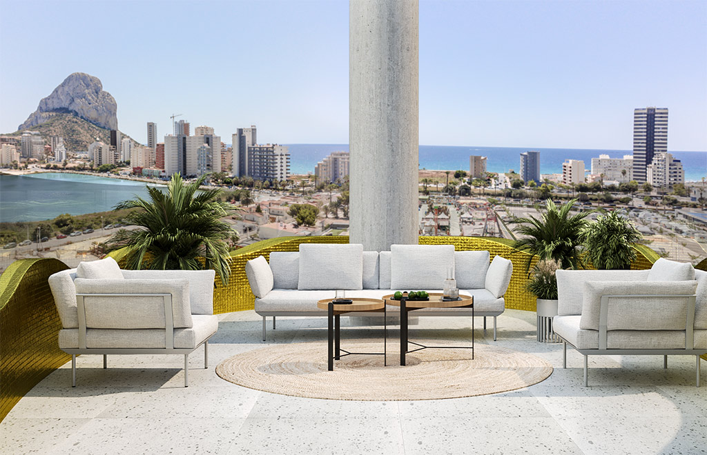Apartments with 3 bedrooms and sea views, 400m from the beach in Calpe
