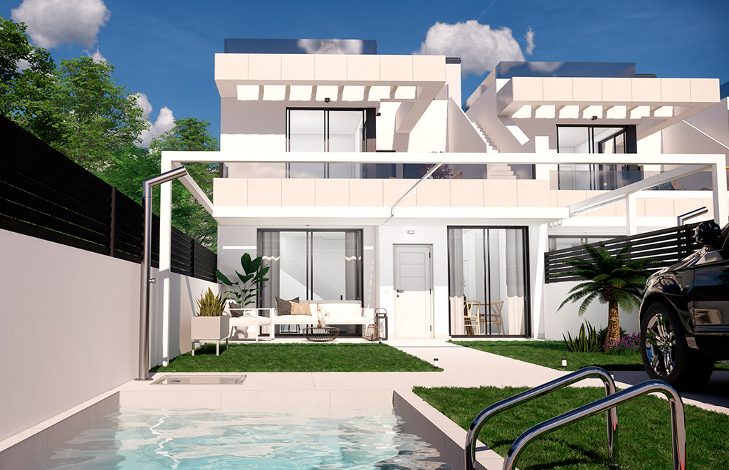 Terraced villas with 3 bedrooms and private garden in Rojales