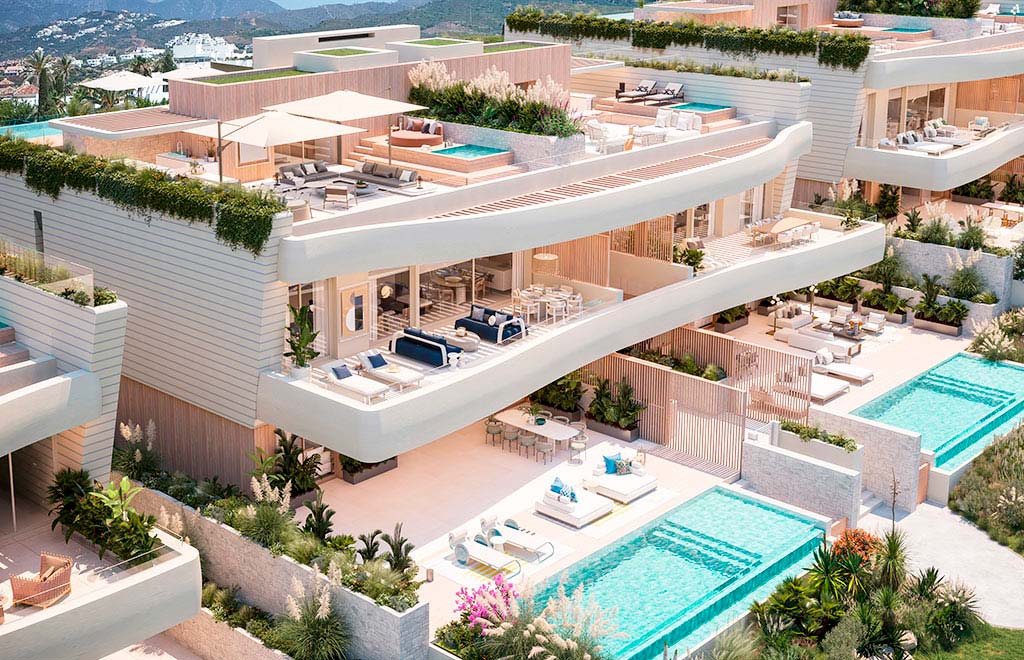 Exclusive beachfront apartments with garden, private pool and sea views in Marbella