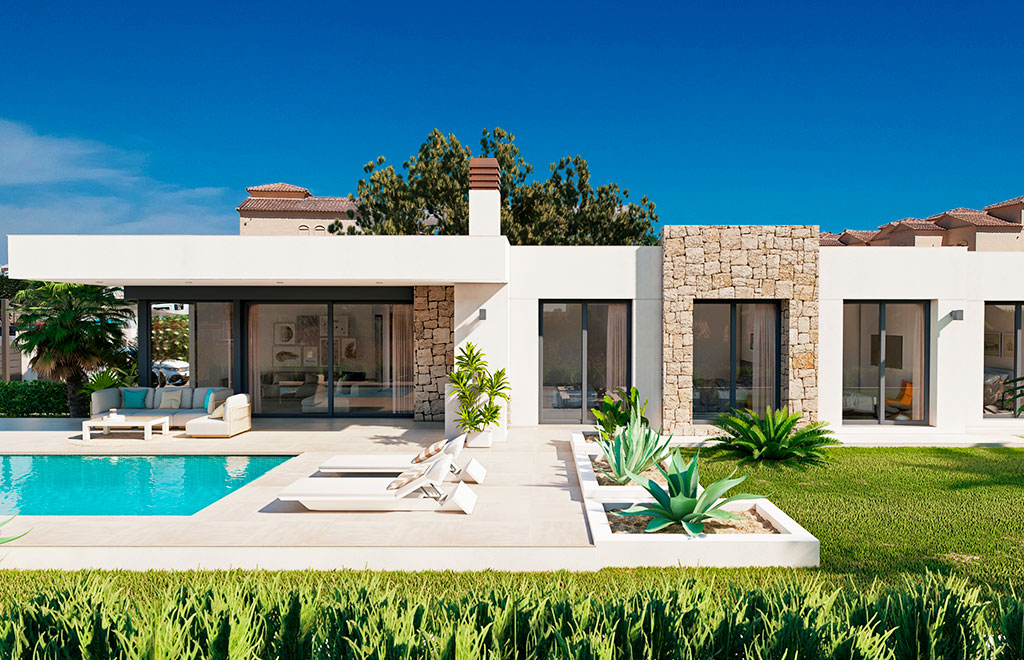 Villa on one level with 4 bedrooms, 900m from the beach in Calpe