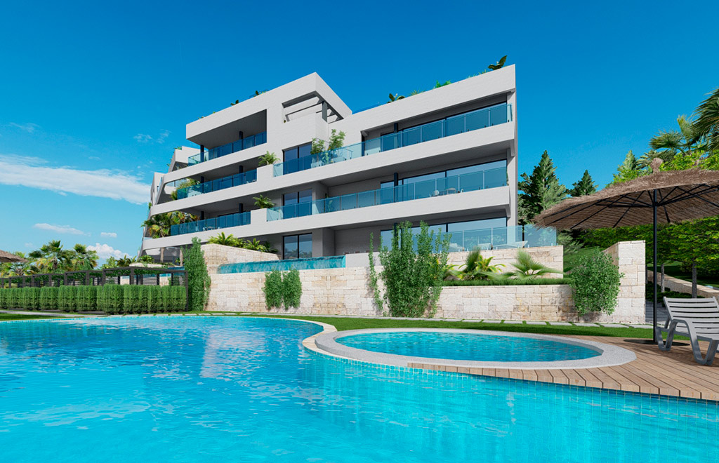 Ático de lujo con solárium, piscina privada y vistas al mar en Las Colinas Golf