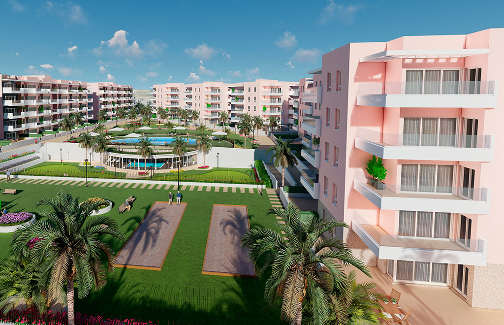 Ground floor apartments with 3 bedrooms and large terrace-garden in El Raso, Guardamar