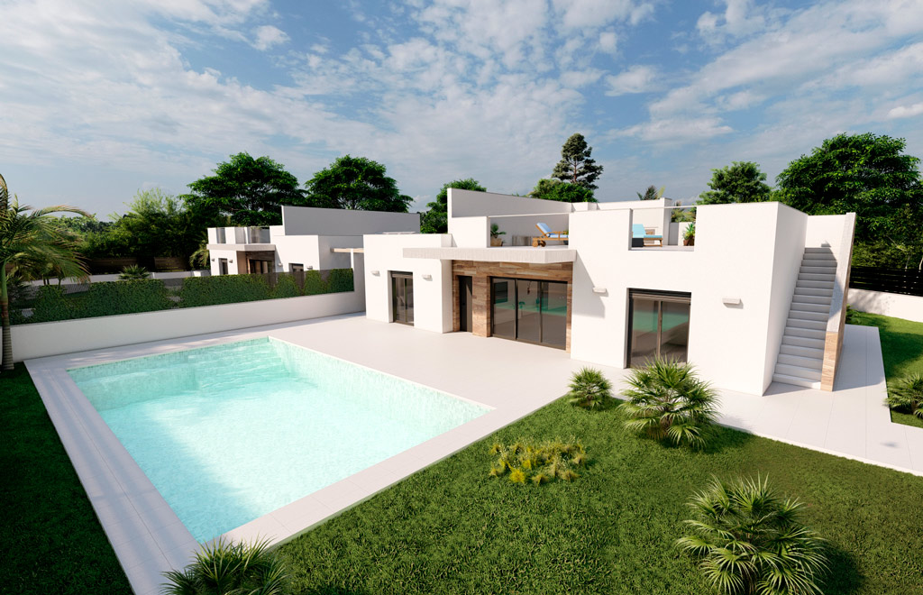 Exclusivos chalets en una planta con 4 dormitorios y piscina en Roldán, Torre Pacheco