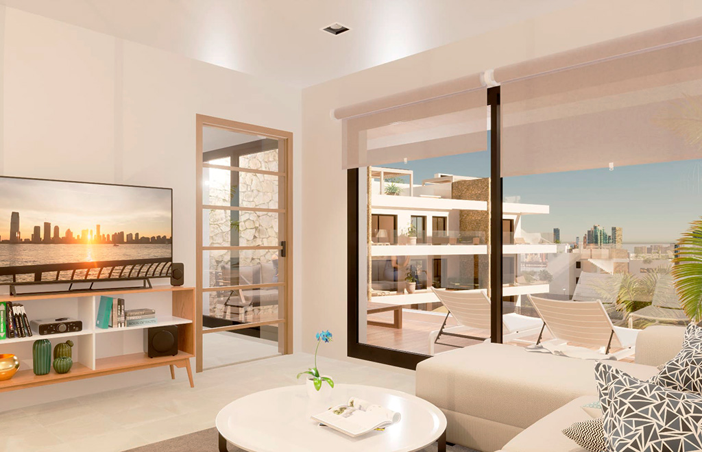 Apartment with private solarium and panorama sea views in Finestrat
