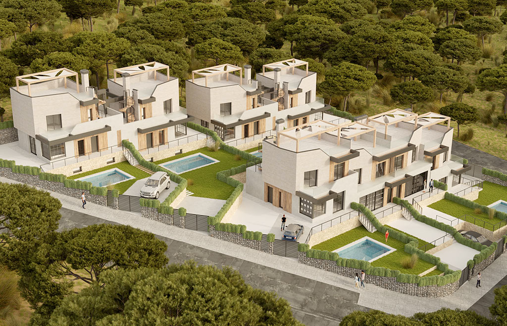 Semi-detached villa with 3 bedrooms, private solarium and pool with beautiful views in Polop