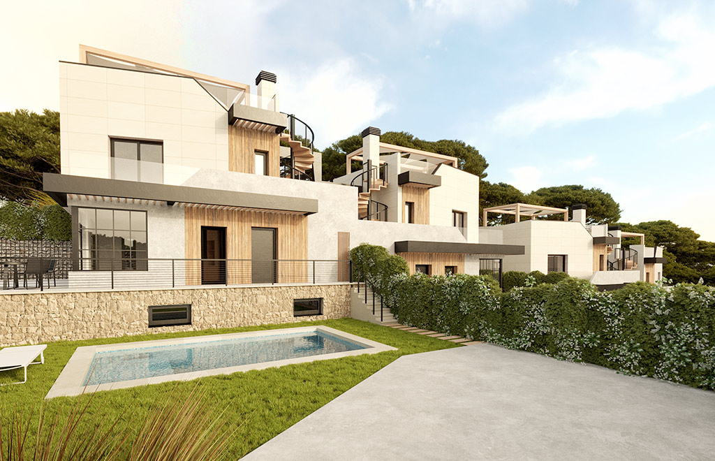 Semi-detached villa with basement, private solarium and pool with beautiful views in Polop