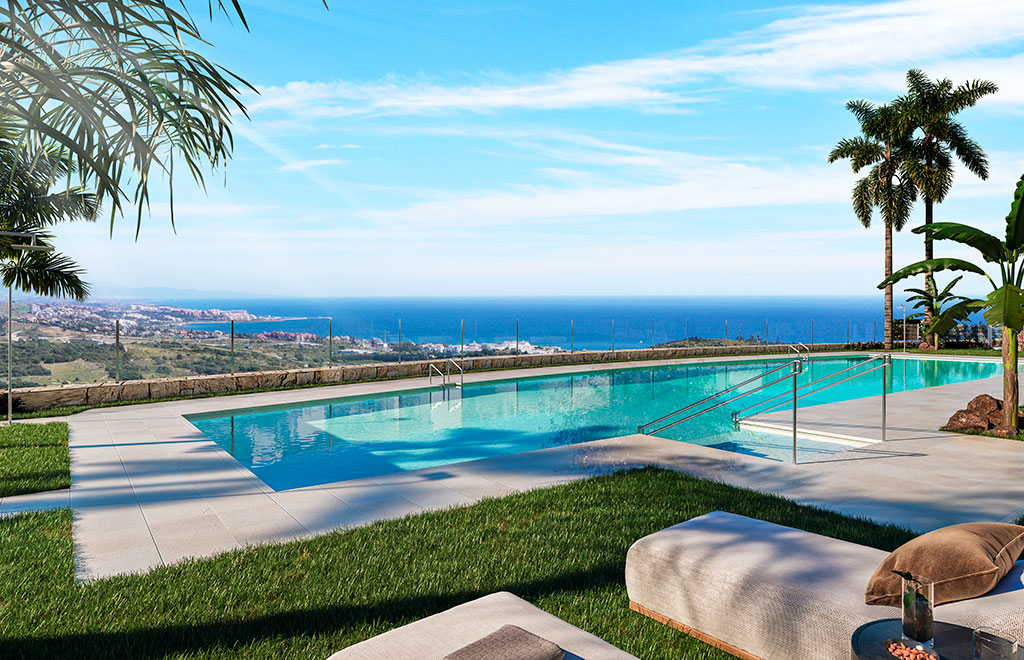 Apartamentos con jardín privado y vistas al mar cerca del golf en Casares