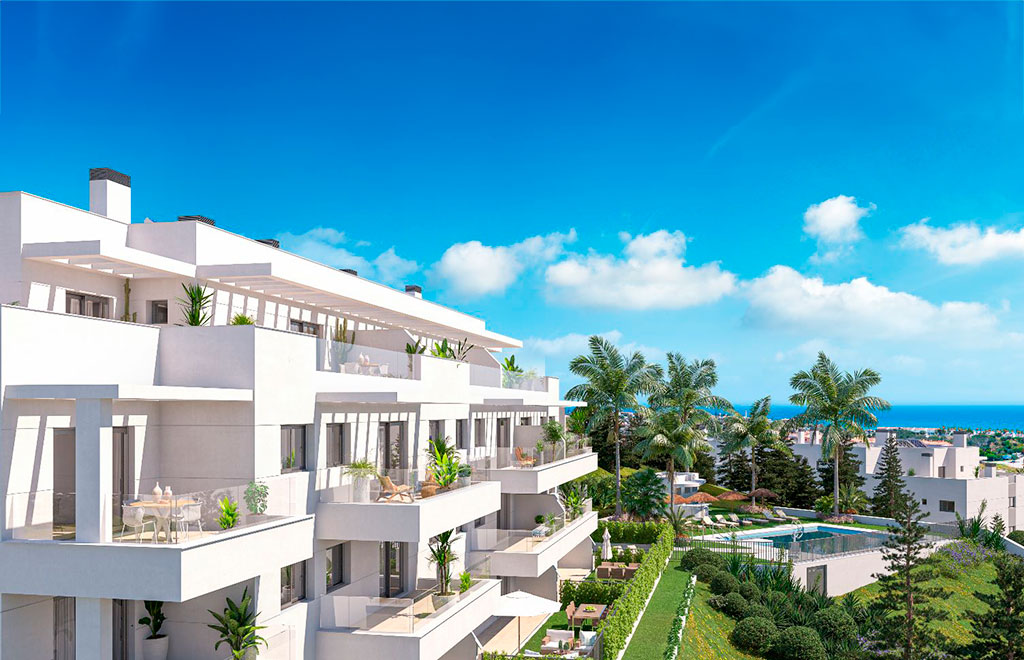 Apartamentos con jardín privado a 800 metros de la playa en Mijas Costa