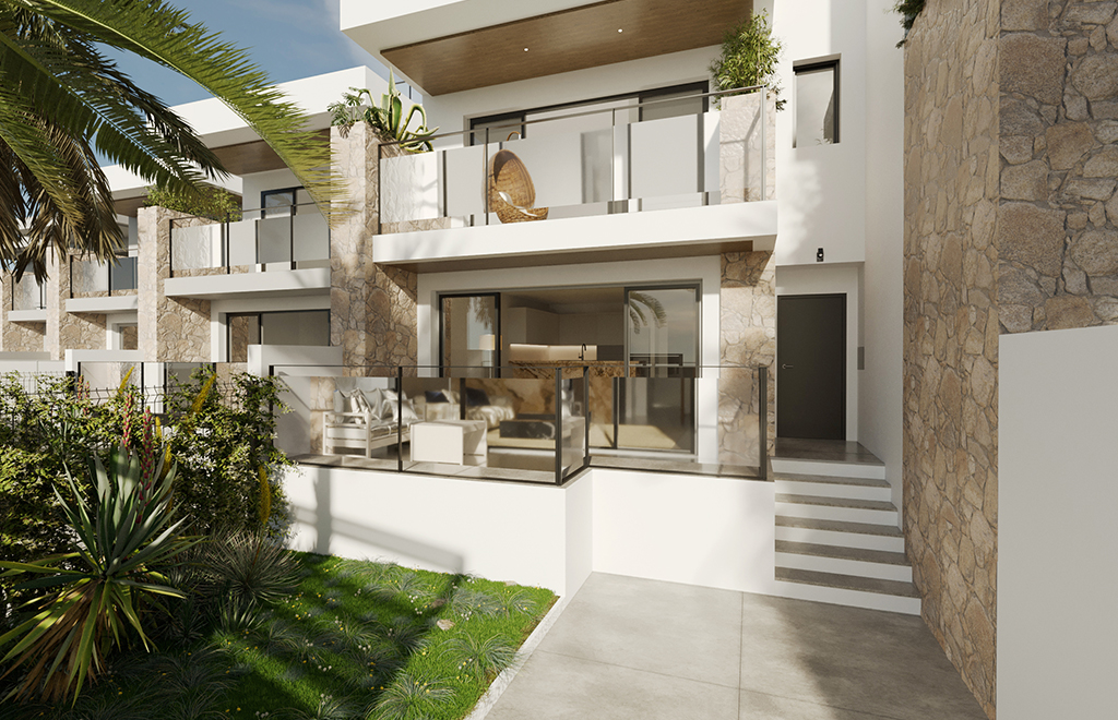 Terraced villas with 3 bedrooms, a solarium and closed garage in Alenda Golf