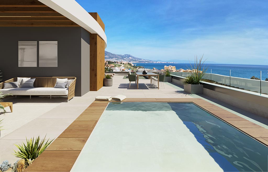 Penthouse with private solarium and sea views, close to the beach in Mijas Costa