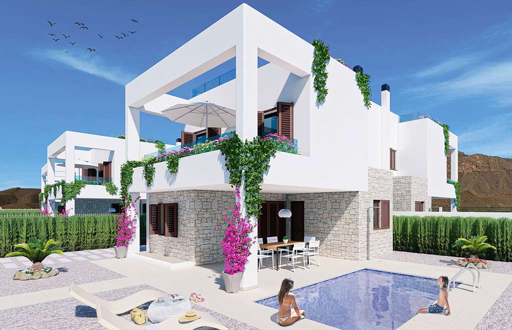 Semi-detached villa with basement and solarium with sea views in Mar de Pulpí, Almería