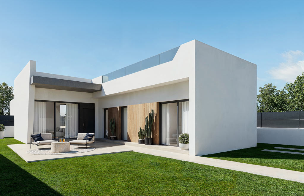 Villa on one level with private solarium in San Miguel de Salinas