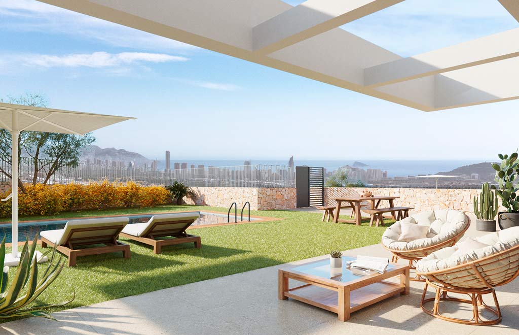 Detached villas with 4 bedrooms, private pool and panoramic views in Finestrat
