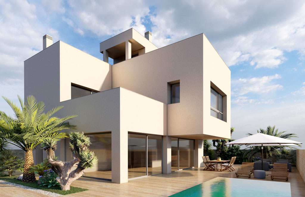 Luxury villa with solarium and private pool, 100m from the beach in Pilar de la Horadada
