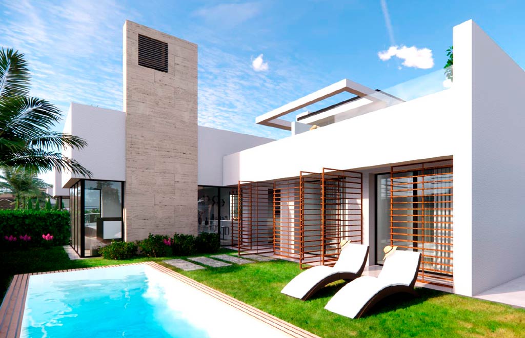 Chalet en una planta con sótano, solárium y piscina privada en Santa Rosalía Lake & Life