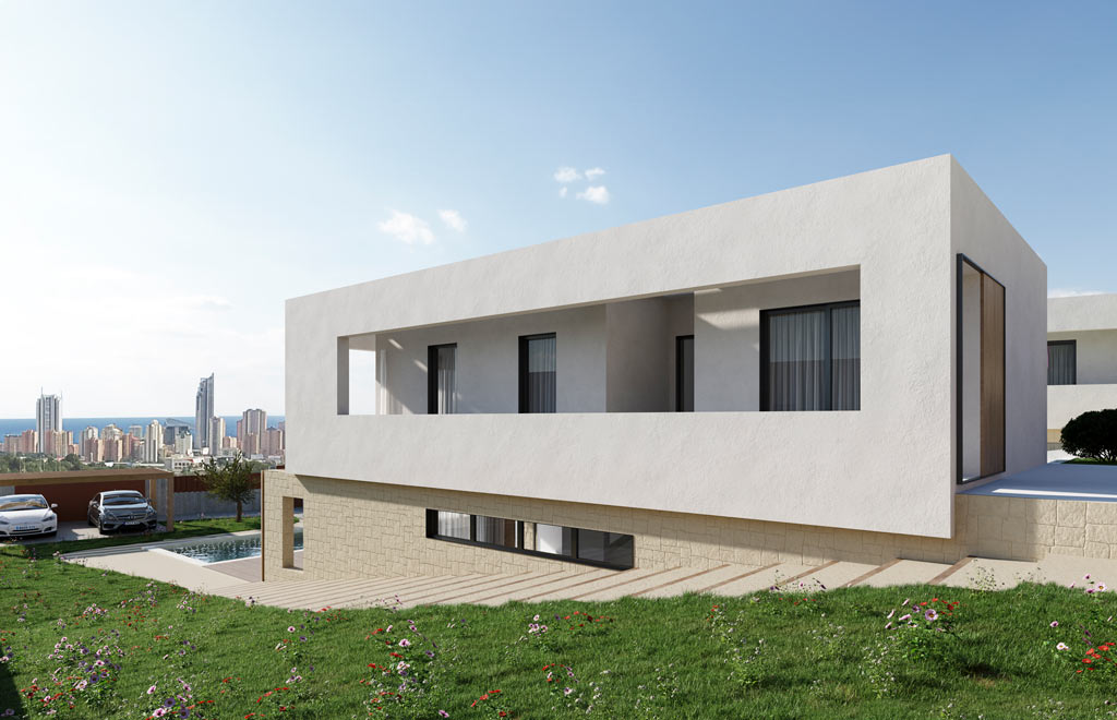 Modern villa with 3 bedrooms, private pool, and panoramic views in Finestrat