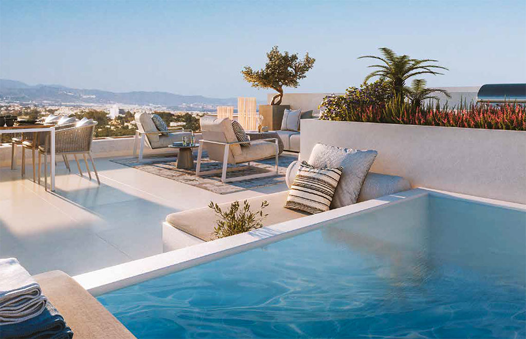 Frontline-golf terraced villas with 3 bedrooms and solarium close to La Cala de Mijas