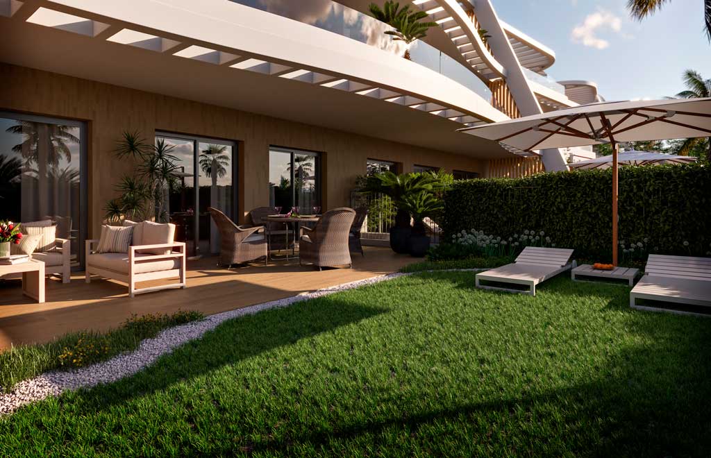 Apartamento en planta baja con 3 dormitorios y jardín privado en Finestrat
