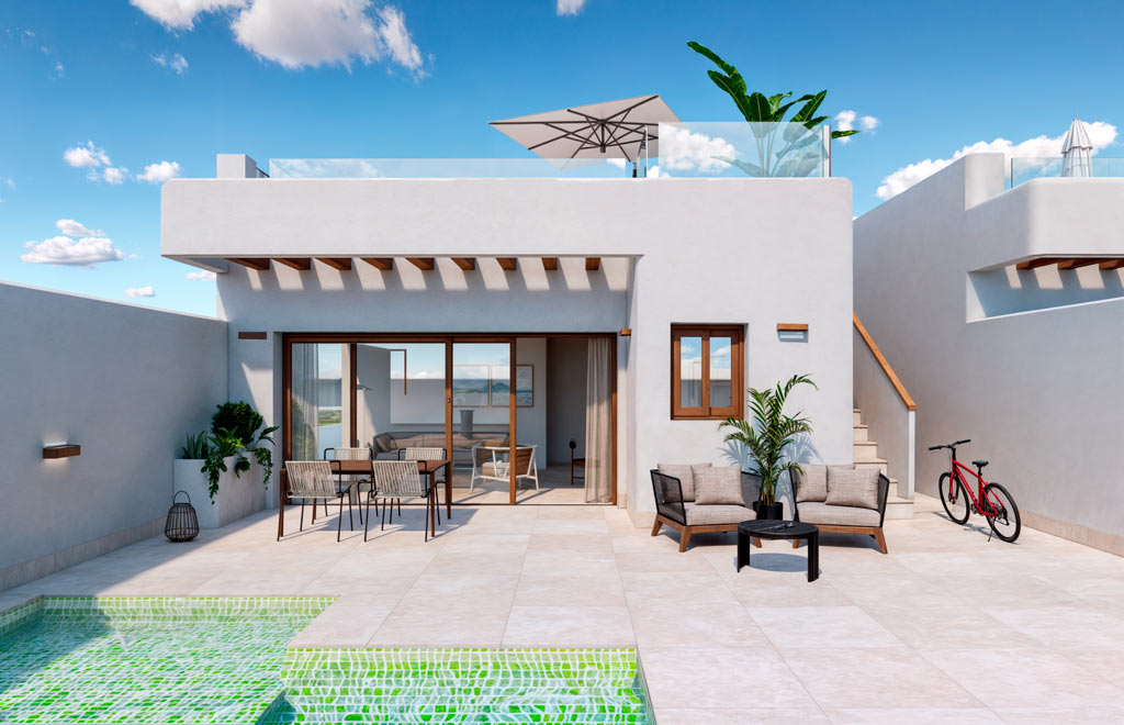 Modern villa on one level with solarium and private pool in Torre Pacheco