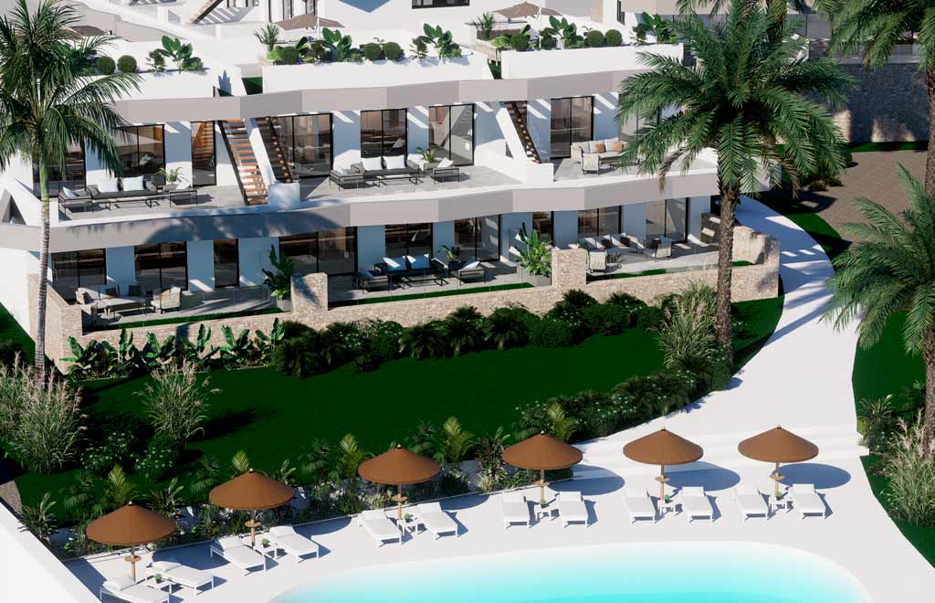 Apartments with 3 bedrooms, private garden and panoramic sea views in Balcon de Finestrat