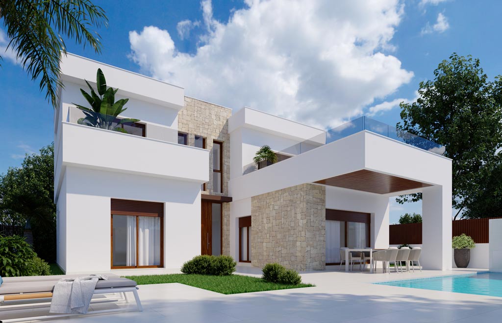 Moderna villa de 4 dormitorios, piscina privada y jardín en Vistabella Golf