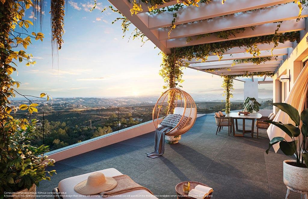 Ático de 3 dormitorios con muy gran terraza y vistas panorámicas al mar en Mijas