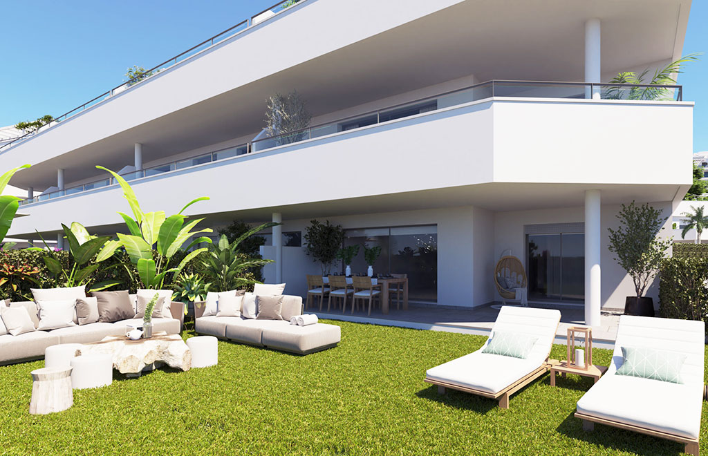 Apartamento en planta baja de 3 dormitorios en exclusivo residencial privado en Estepona