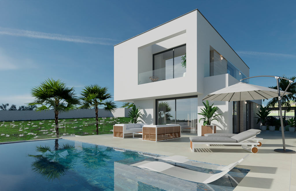Exclusive villas with 3 bedrooms, private pool and spectacular salt lake views in Ciudad Quesada