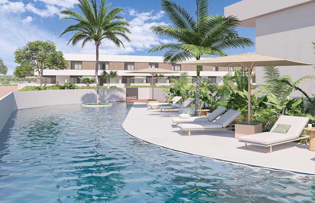 Modernos chalets adosados ​​con solárium y jardín en Pilar de la Horadada