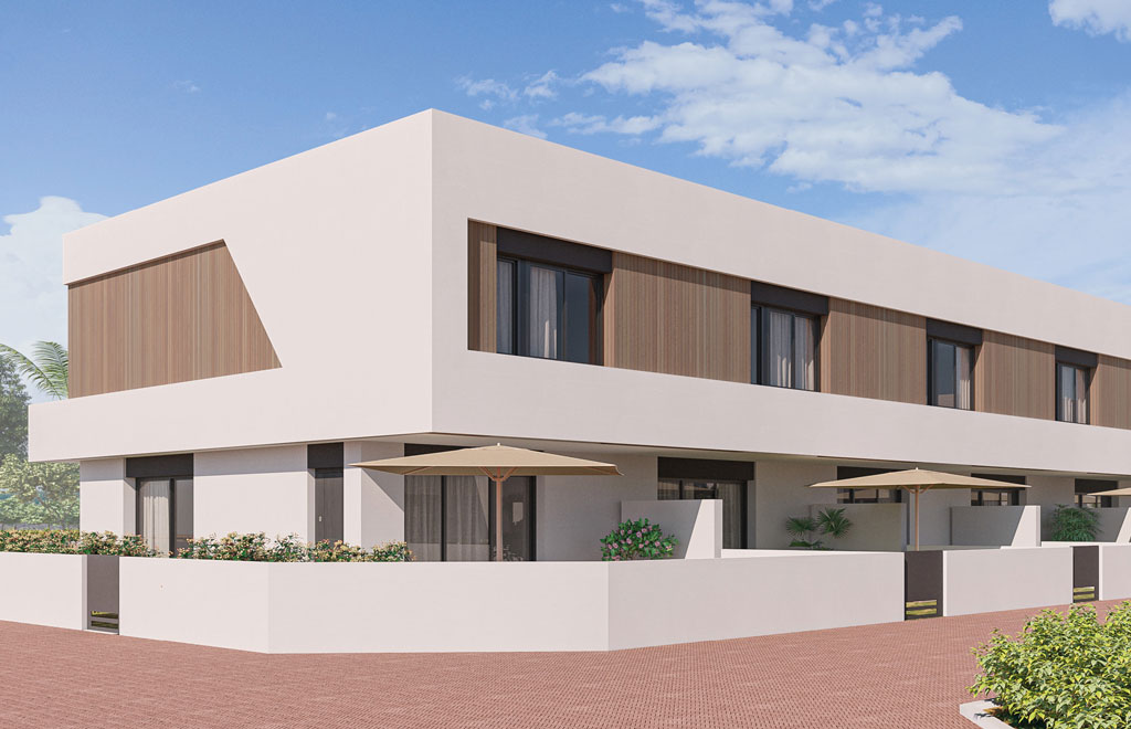 Corner terraced villa with 3 bedrooms, solarium and a spacious garden in Pilar de la Horadada