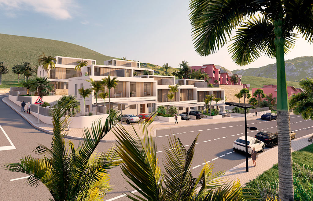 Corner terraced villa with 4 bedrooms, private pool and panorama views in Estepona