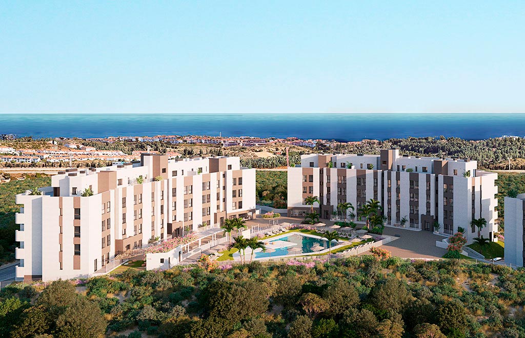Penthouse with 2 bedrooms and large terrace with sea views, close to golf in Mijas Costa