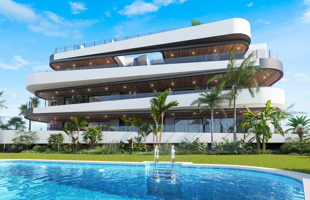 Apartamentos en planta baja con amplias terrazas y vistas panorámicas en La Serena Golf