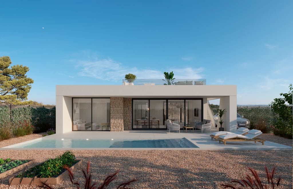 Villas on one level in Hacienda del Alamo with solarium and private pool