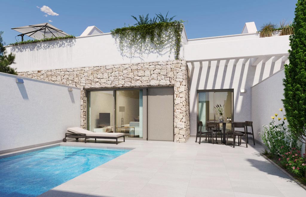 Terraced villa in Pilar de la Horadada with 3 bedrooms and rooftop solarium