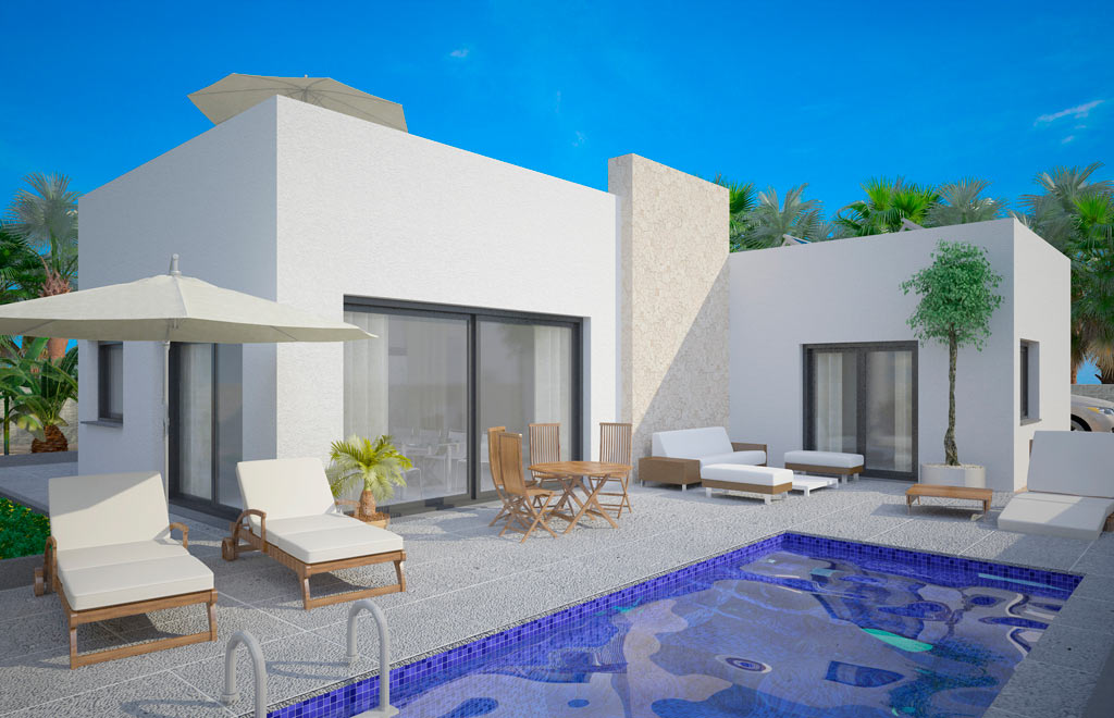 Villa in Benijófar on one level with pool and garden