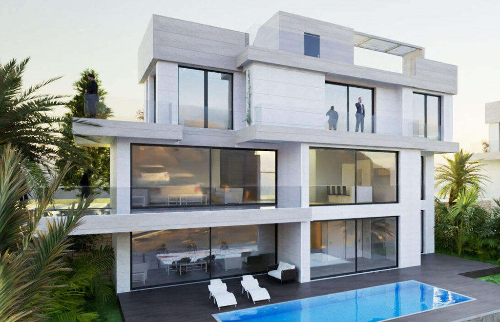 Frontline-golf villa in Estepona with 4 bedrooms, sea views and rooftop terrace