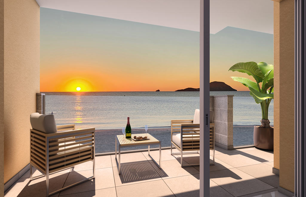 Beachfront penthouse in La Manga with 1 bedroom and panoramic solarium