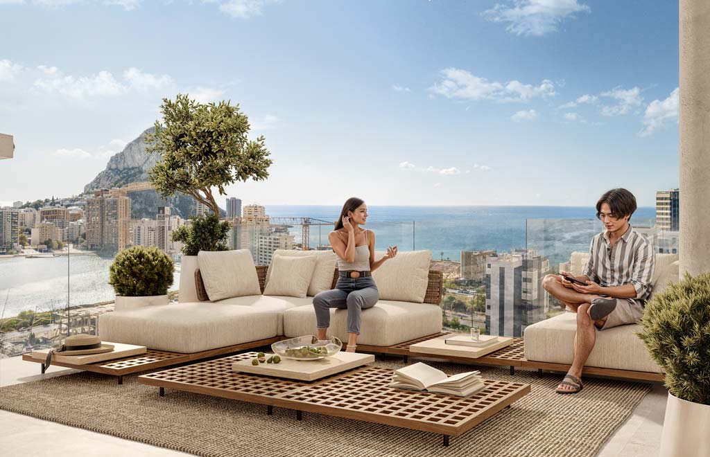 3-bedroom apartments in Calpe with terrace, 400m from the beach