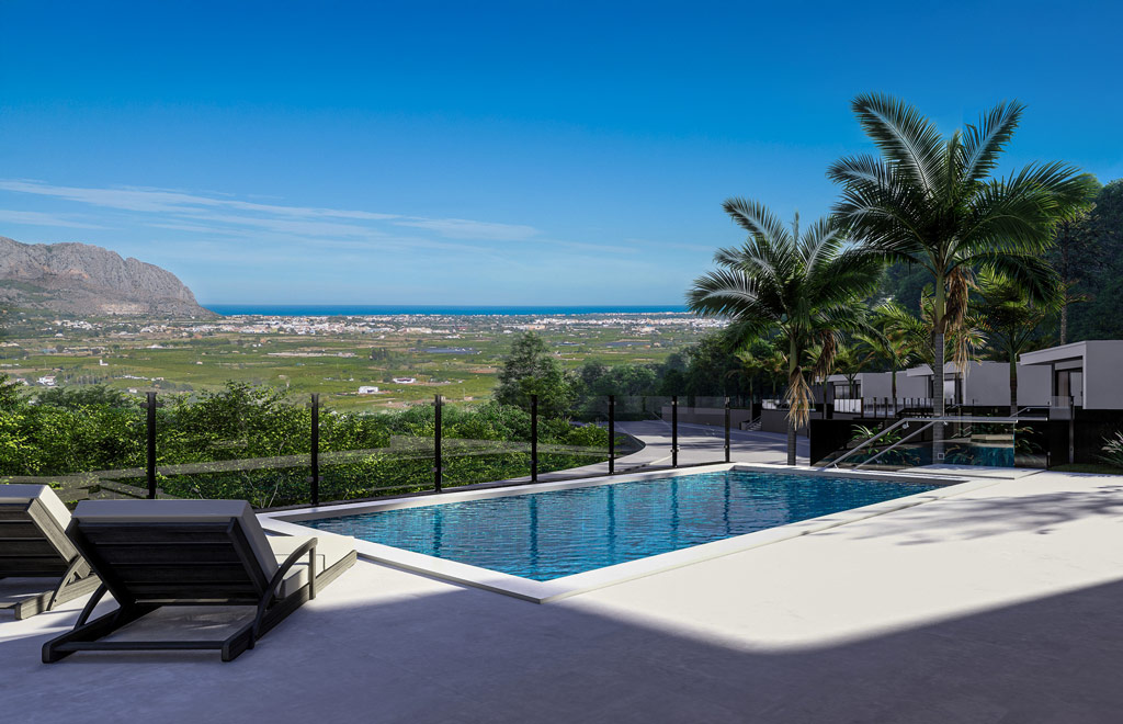 Villa on one level with 3 bedrooms and sea views in Pedreguer