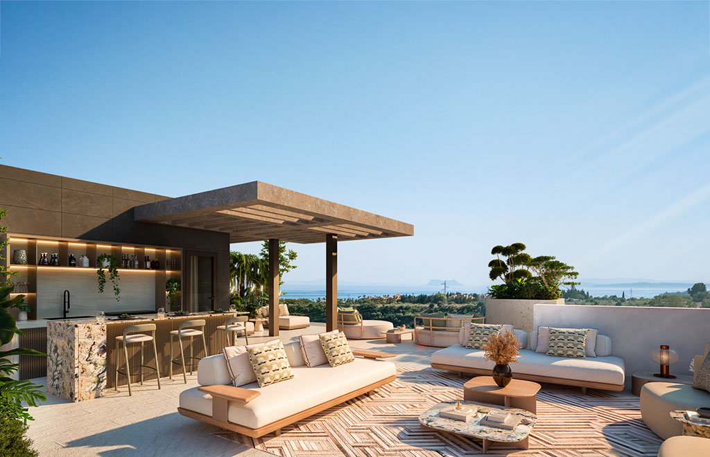 Penthouse with 2 bedrooms, solarium and sea views in Estepona