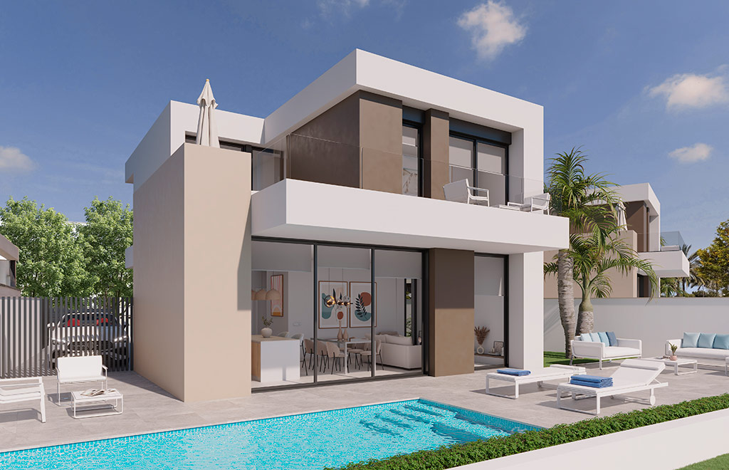 Frontline golf villa with 3 bedrooms and solarium in Roda Golf, San Javier