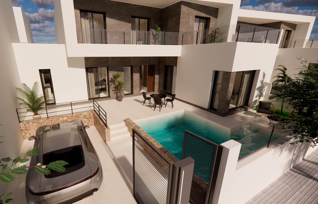 Chalets adosados con 3 dormitorios y piscina privada en Dolores