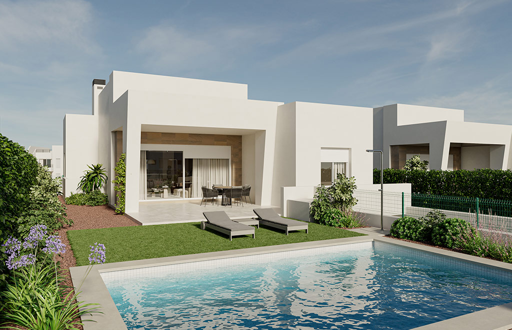 Villa en una sola planta con 3 dormitorios, piscina privada y sótano en el exclusivo La Finca Golf Resort