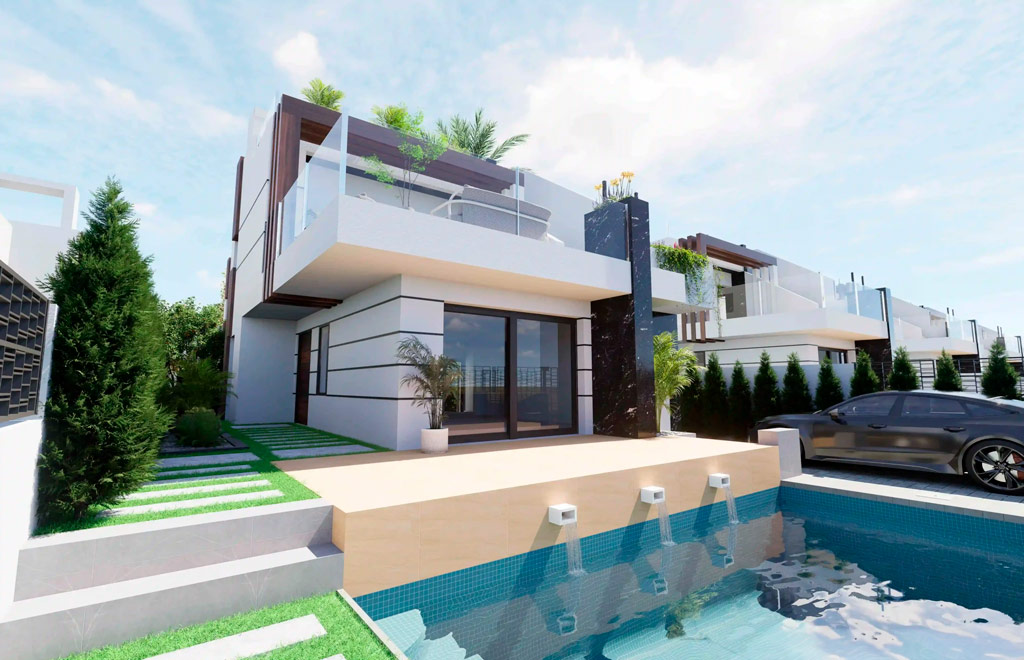 Villa de 3 dormitorios con piscina cerca de la playa en Los Alcázares